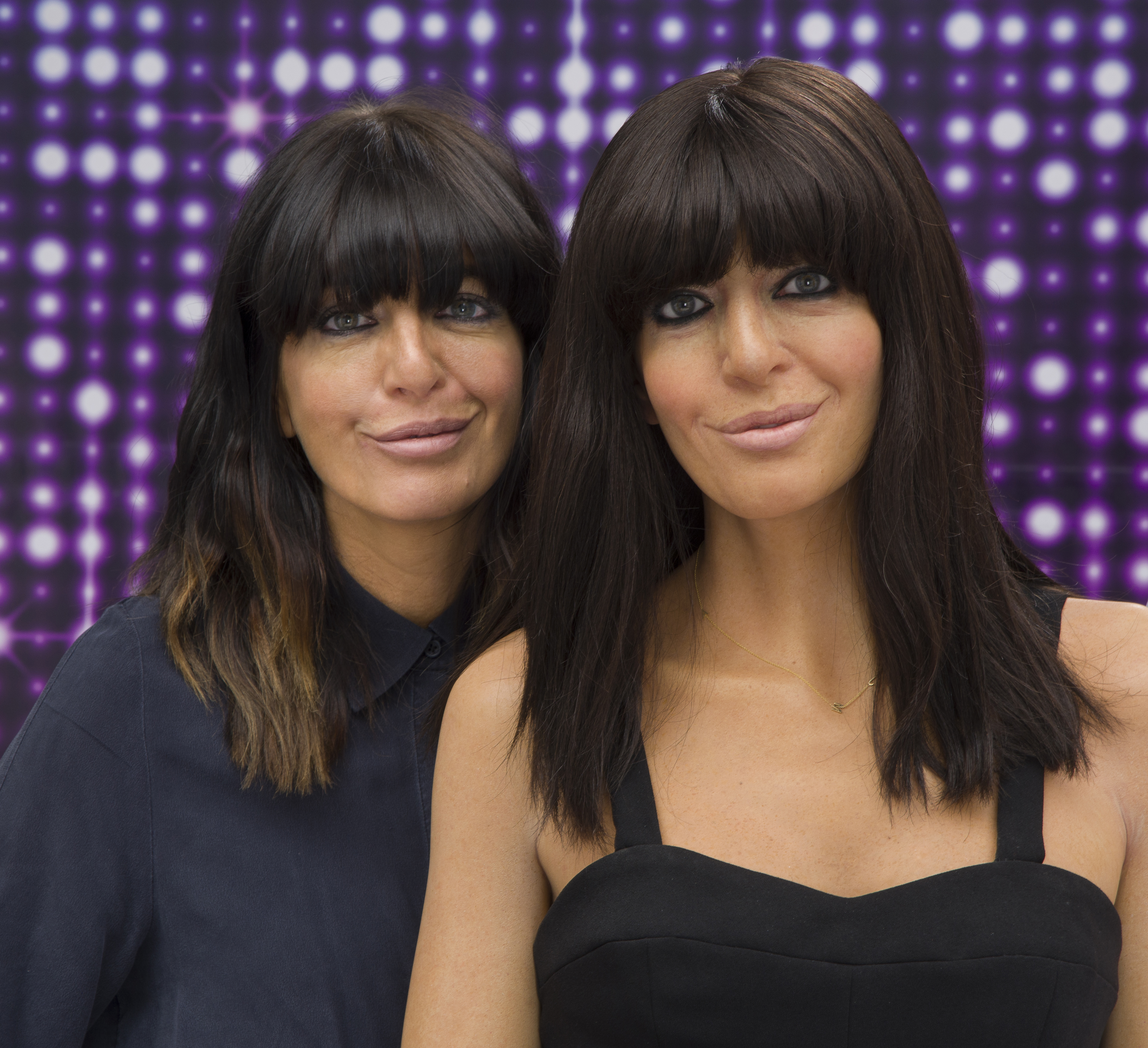 Claudia Winkleman with her wax figure at Madame Tussauds Blackpool