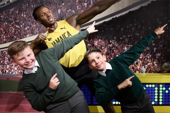 Students with Usain Bolt's figure