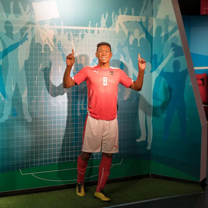 Soccer player David Alaba in the sports area at Madame Tussauds™ Vienna
