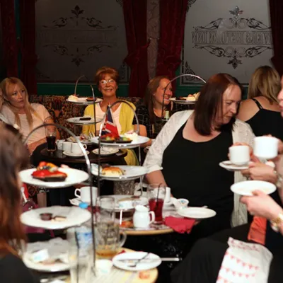 Guests hiring the Rovers Return from Coronation Street at Madame Tussauds Blackpool