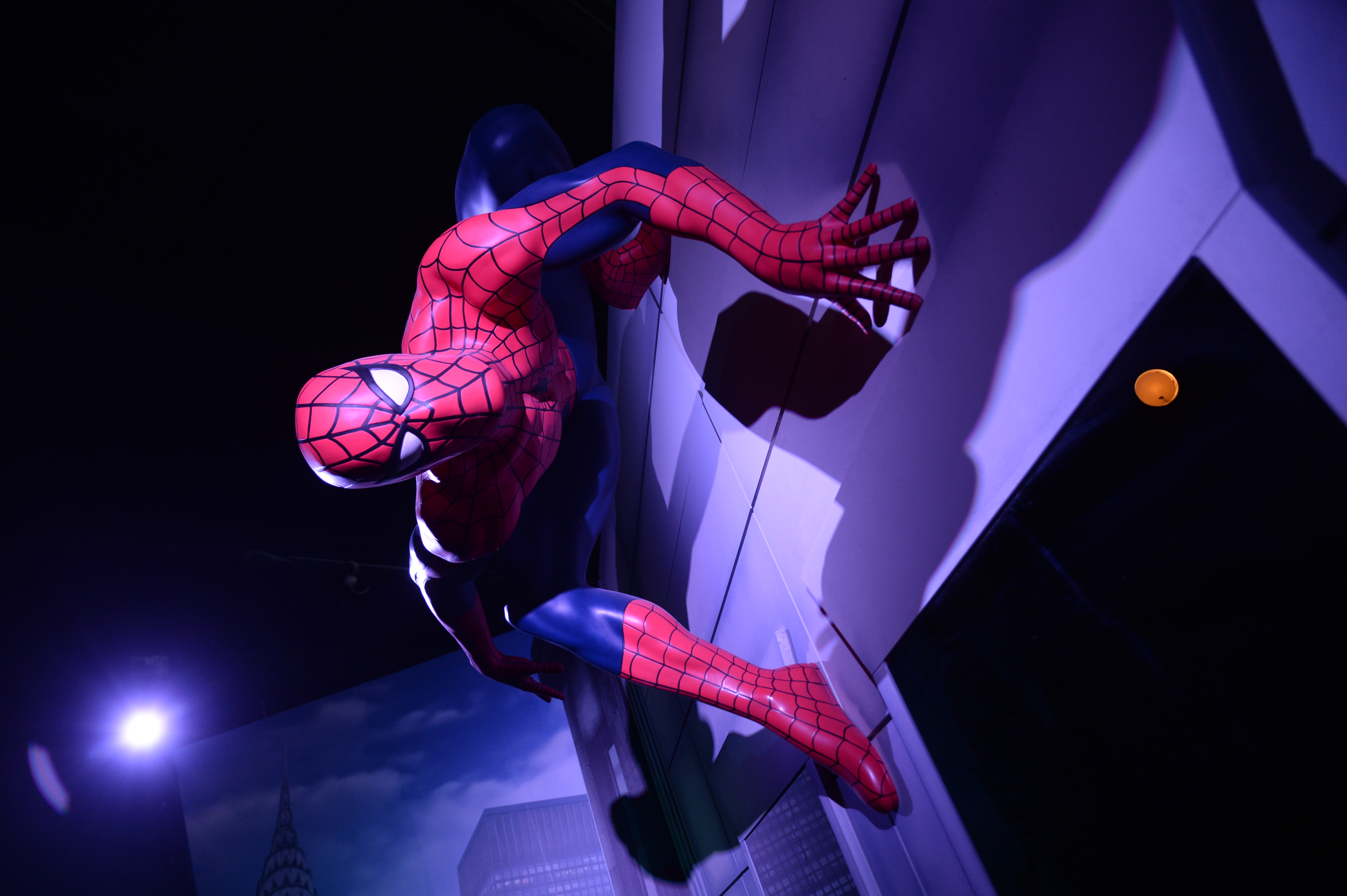 Spiderman on the side of wall at Madame Tussauds Blackpool