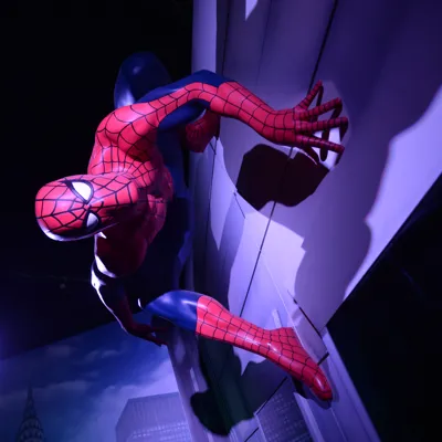 Spiderman on the side of wall at Madame Tussauds Blackpool