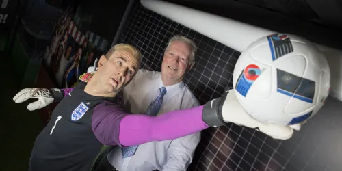 Joe Hart's Dad visits Joe Hart's wax figure at Madame Tussauds Blackpool