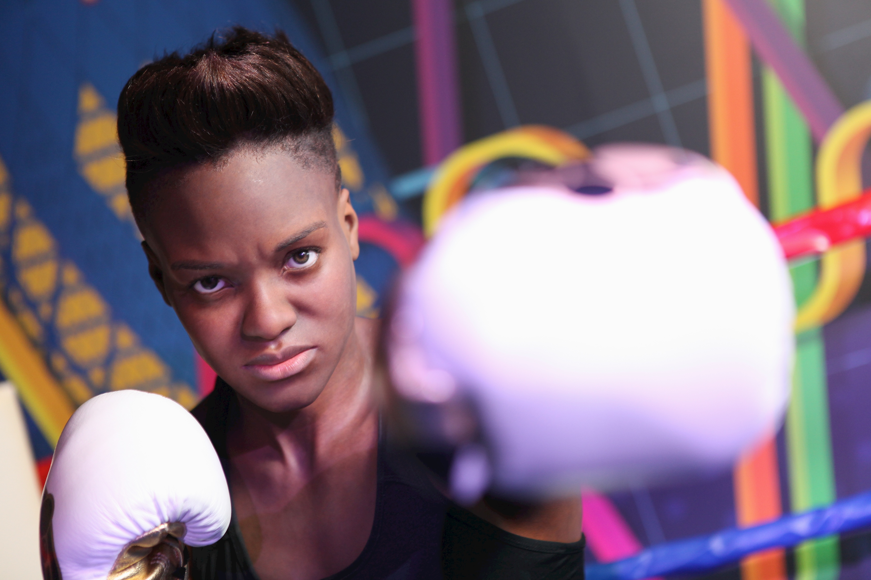 Nicola Adams wax figure with boxing gloves at Madame Tussauds Blackpool