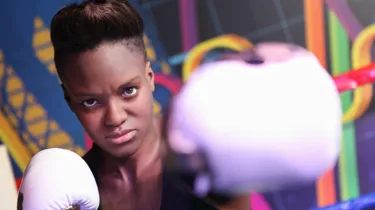 Nicola Adams wax figure with boxing gloves at Madame Tussauds Blackpool