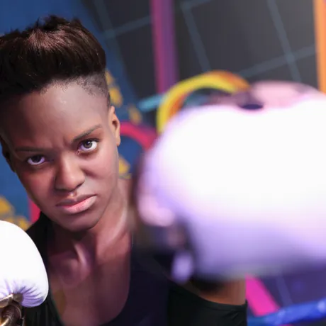 Nicola Adams wax figure with boxing gloves at Madame Tussauds Blackpool