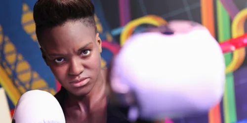 Nicola Adams wax figure with boxing gloves at Madame Tussauds Blackpool