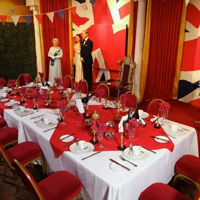 The Queen, Prince William and Kate at a private hire banquet event at Madame Tussauds Blackpool