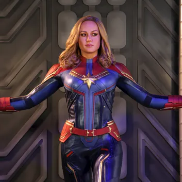 Captain Marvel with her arms out wax figure at Madame Tussauds Blackpool