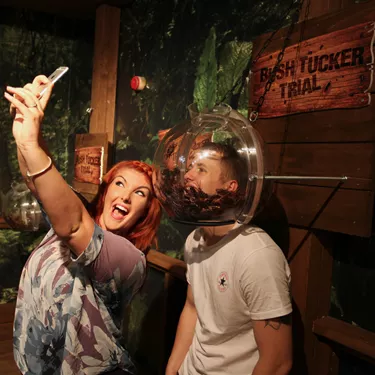 Guests taking a selfie whilst doing the bushtucker trial at Madame Tussauds Blackpool