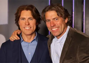 John Bishop with his arm around John Bishop wax figure at Madame Tussauds Blackpool