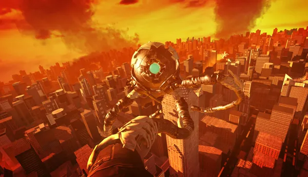 A scene from the Robot Riot 7D Game at Madame Tussauds Hollywood!