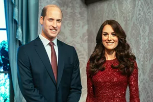 The royal family's Prince William and Princess Kate wax figure in Madame Tussauds Hong Kong attraction