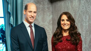 The royal family's Prince William and Princess Kate wax figure in Madame Tussauds Hong Kong attraction