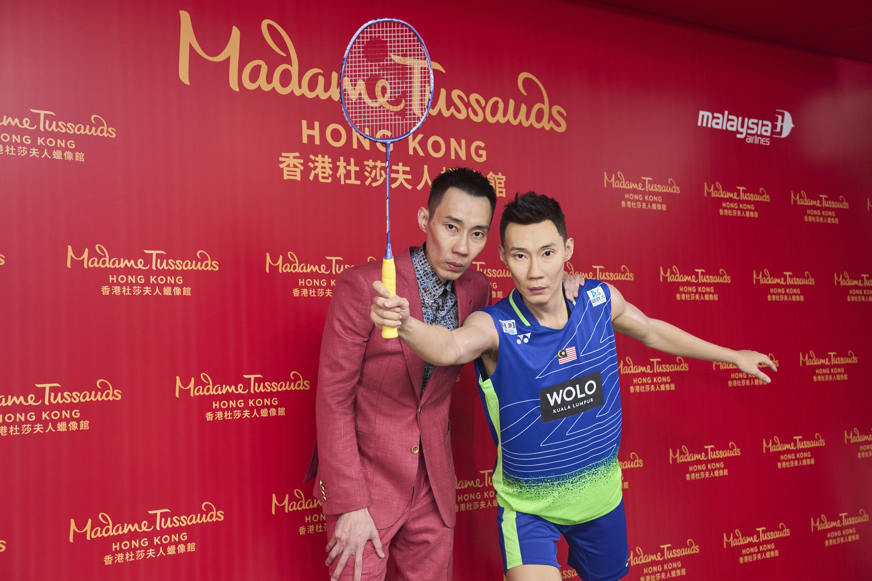 Lee Chong Wei, a champion badminton player, posed next to his wax figure in Madame Tussauds Hong Kong