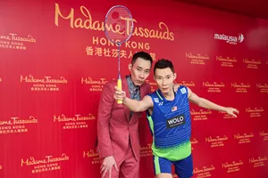 Lee Chong Wei, a champion badminton player, posed next to his wax figure in Madame Tussauds Hong Kong