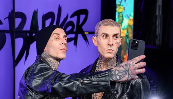 Tattoos on Travis Barker's wax figure at Madame Tussauds Las Vegas
