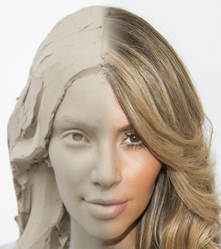 Kim Kardashian's clay head