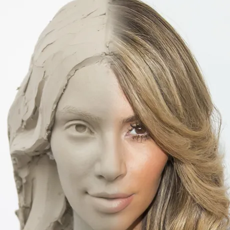 Kim Kardashian's clay head