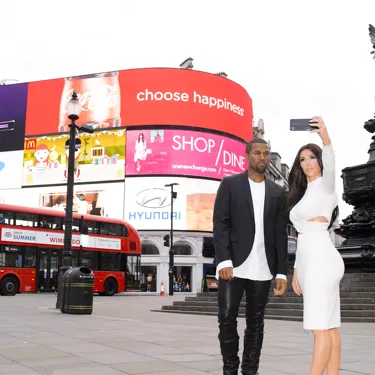 Kim Kardashian & Kayne West at Piccadilly Circus