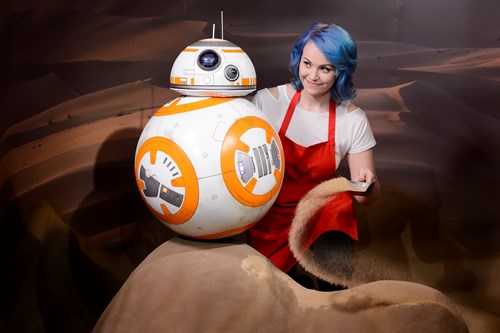 A lady with BB-8