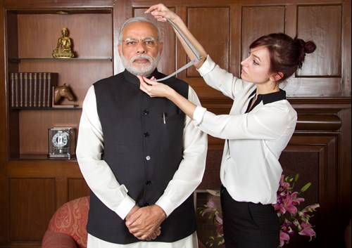 Narendra Modi's head being measured