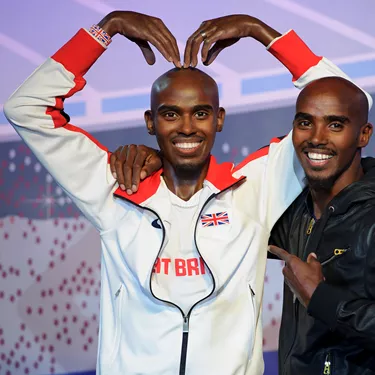 Mo Farah with his own figure at Madame Tussauds London