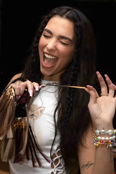 Dua Lipa Sitting Hair