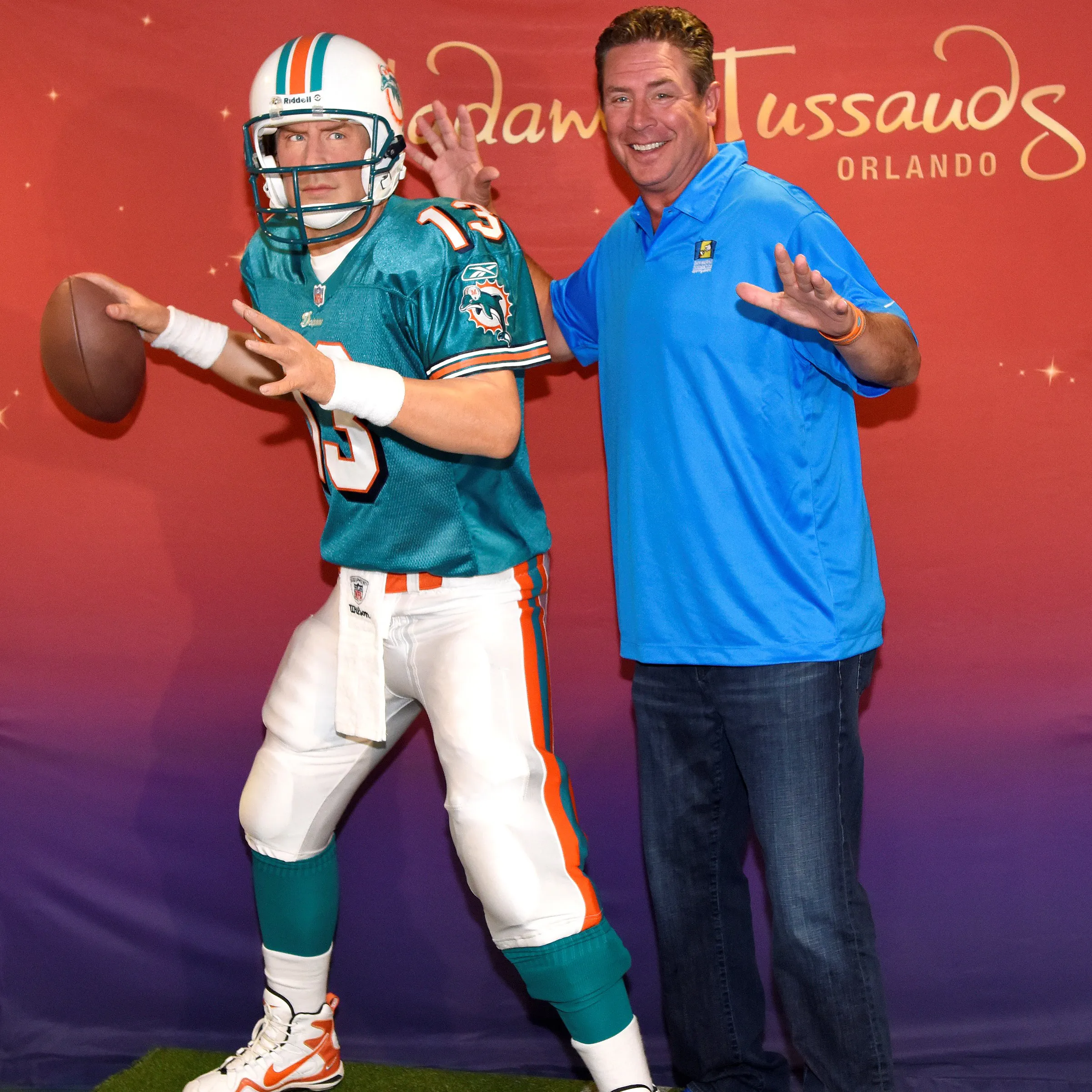 Dan Marino Poses With His Wax Figure (3)