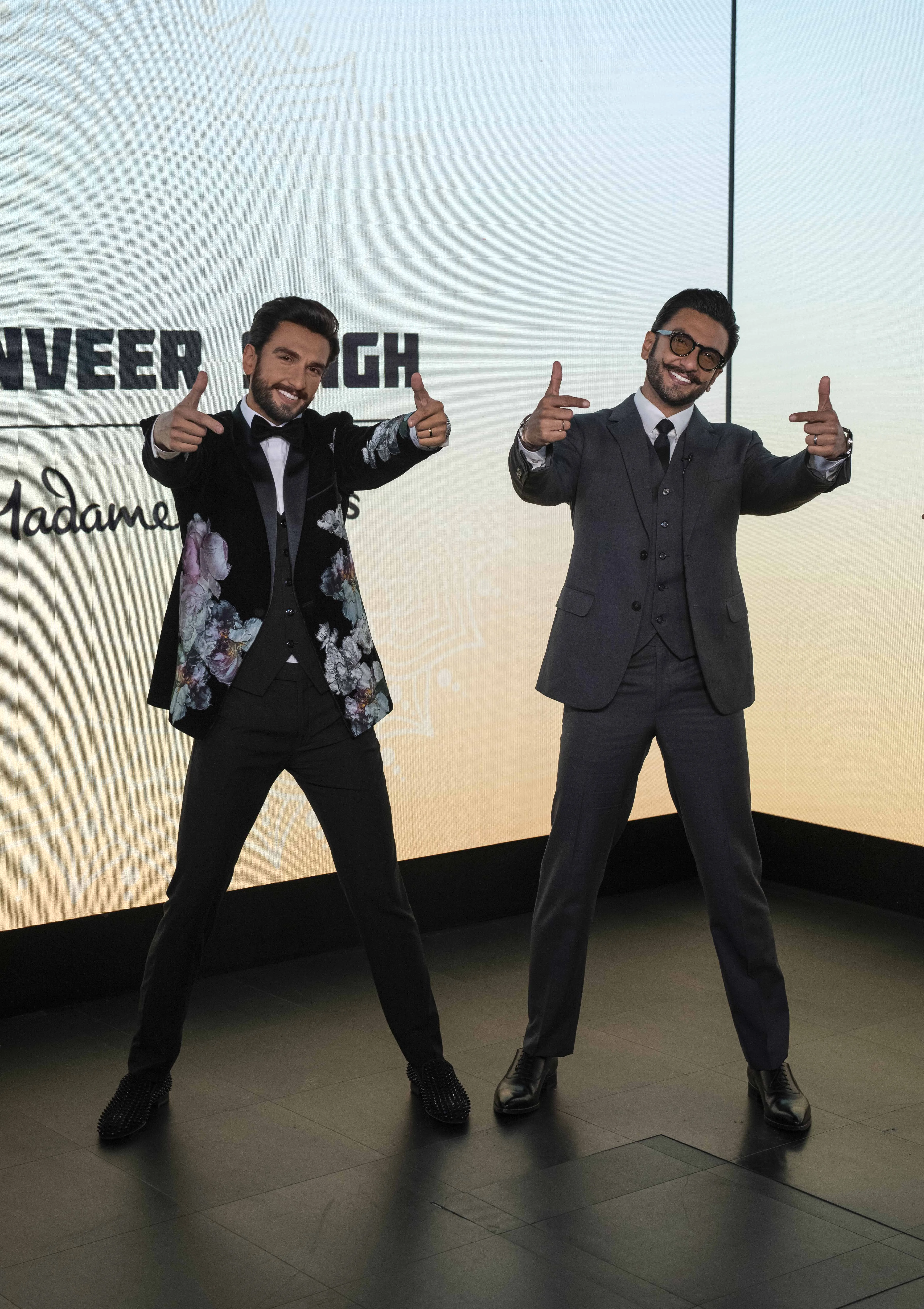 The Bollywood Indian actor and celebrity Ranveer Singh visited his own wax statue at Madame Tussauds, posing beside it with a smile on his face.  