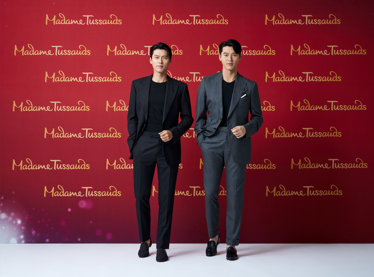 South Korean actor Hyun Bin posed next to his wax figure in Madame Tussauds Singapore