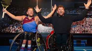 Dylan Alcott (AO) Posing Next To Wax Figure Dylan Alcott