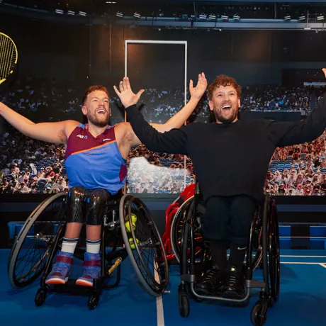 Dylan Alcott (AO) Posing Next To Wax Figure Dylan Alcott