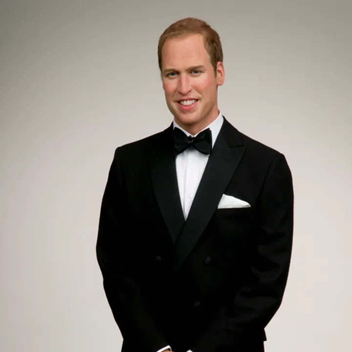 prince william wax figure on white background