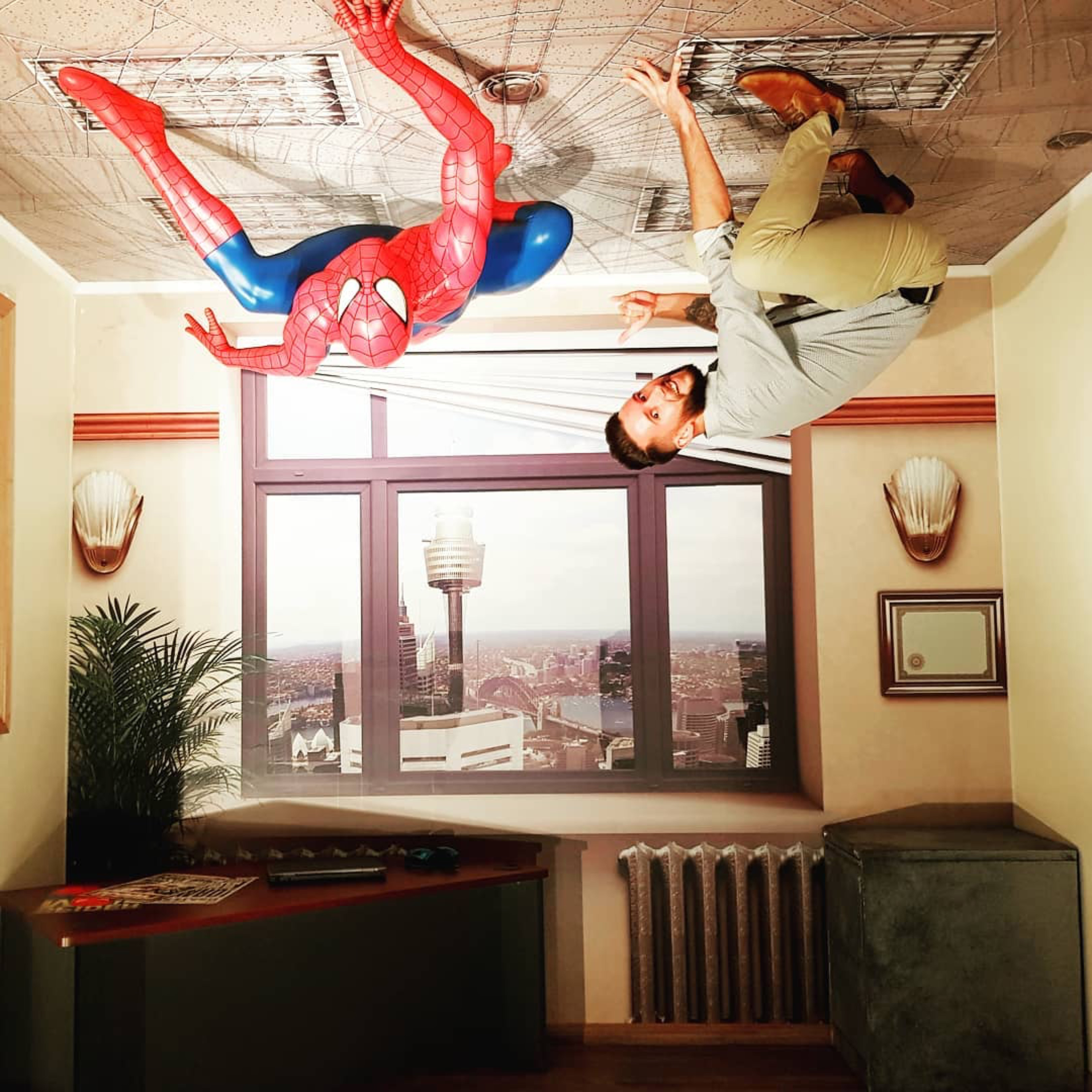 spiderman on ceiling