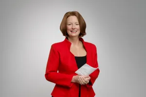 julia gillard wax work holding paper