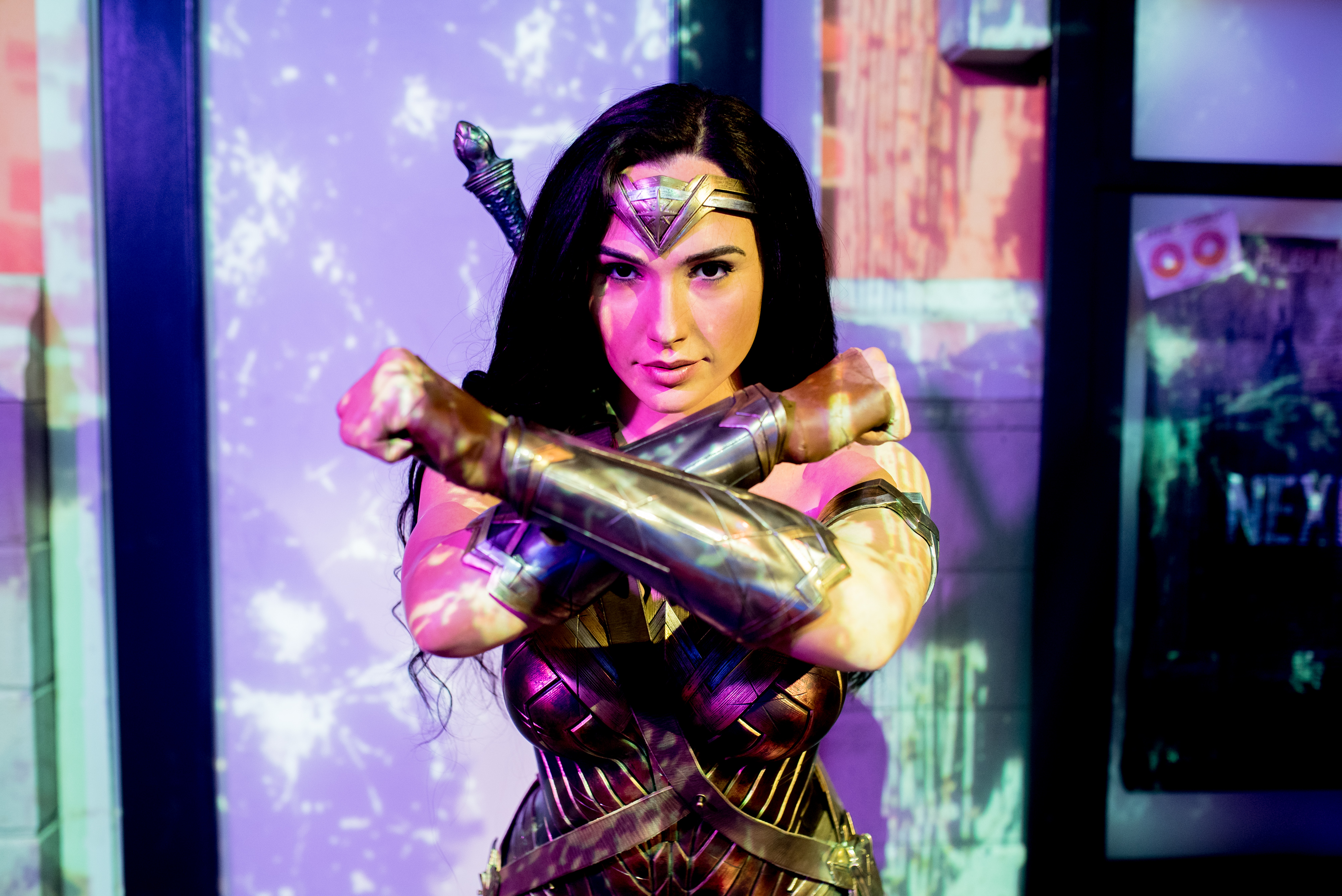 Wonder woman waxwork with her arms crossed