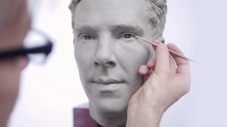 The wax figure of Benedict Cumberbatch in the making