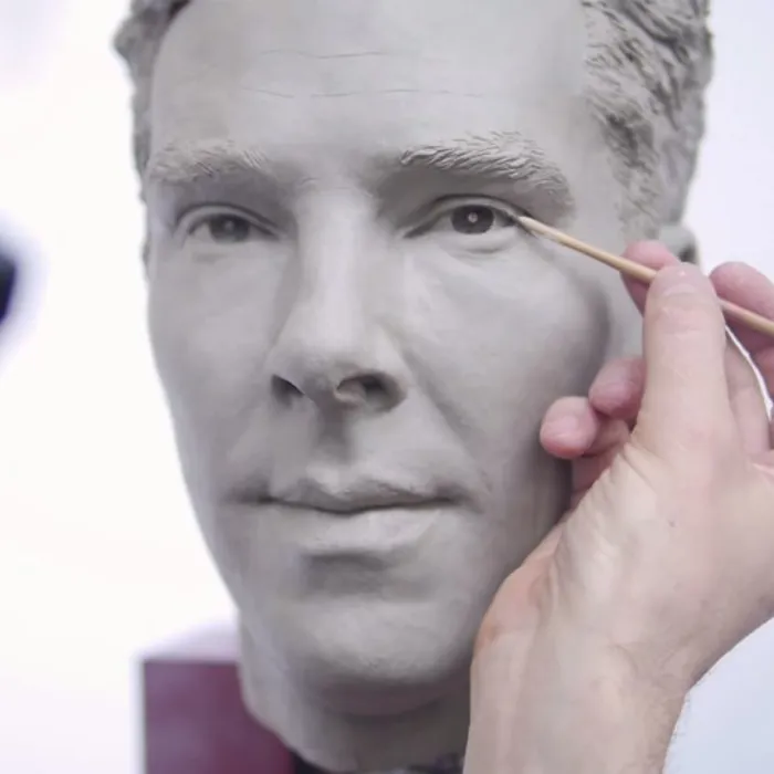 The wax figure of Benedict Cumberbatch in the making